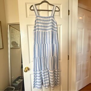 Blue and White Striped Linen Dress
